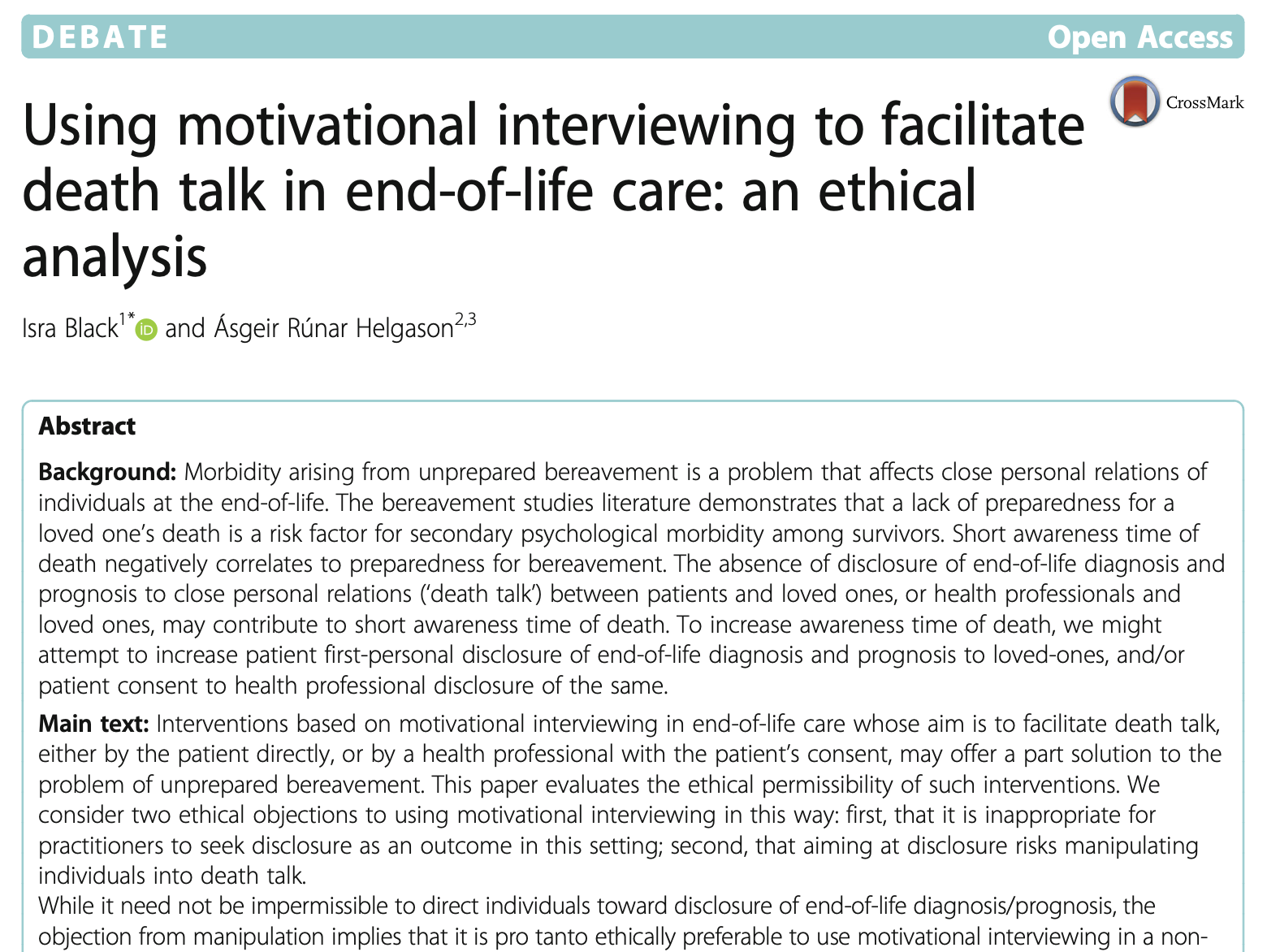 using motivational interviewing to facilitate death talk in end-of-life care