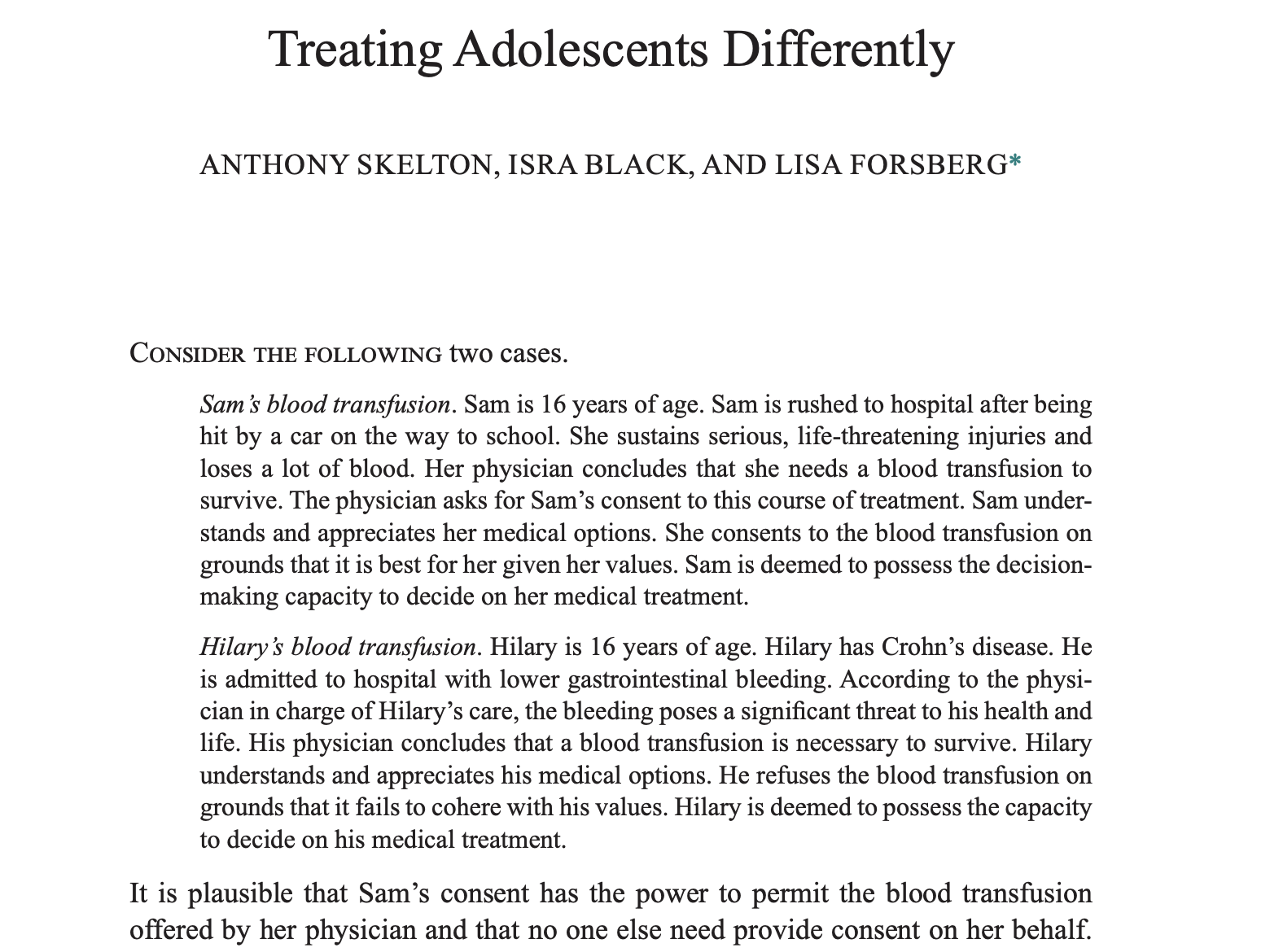 treating adolescents differently